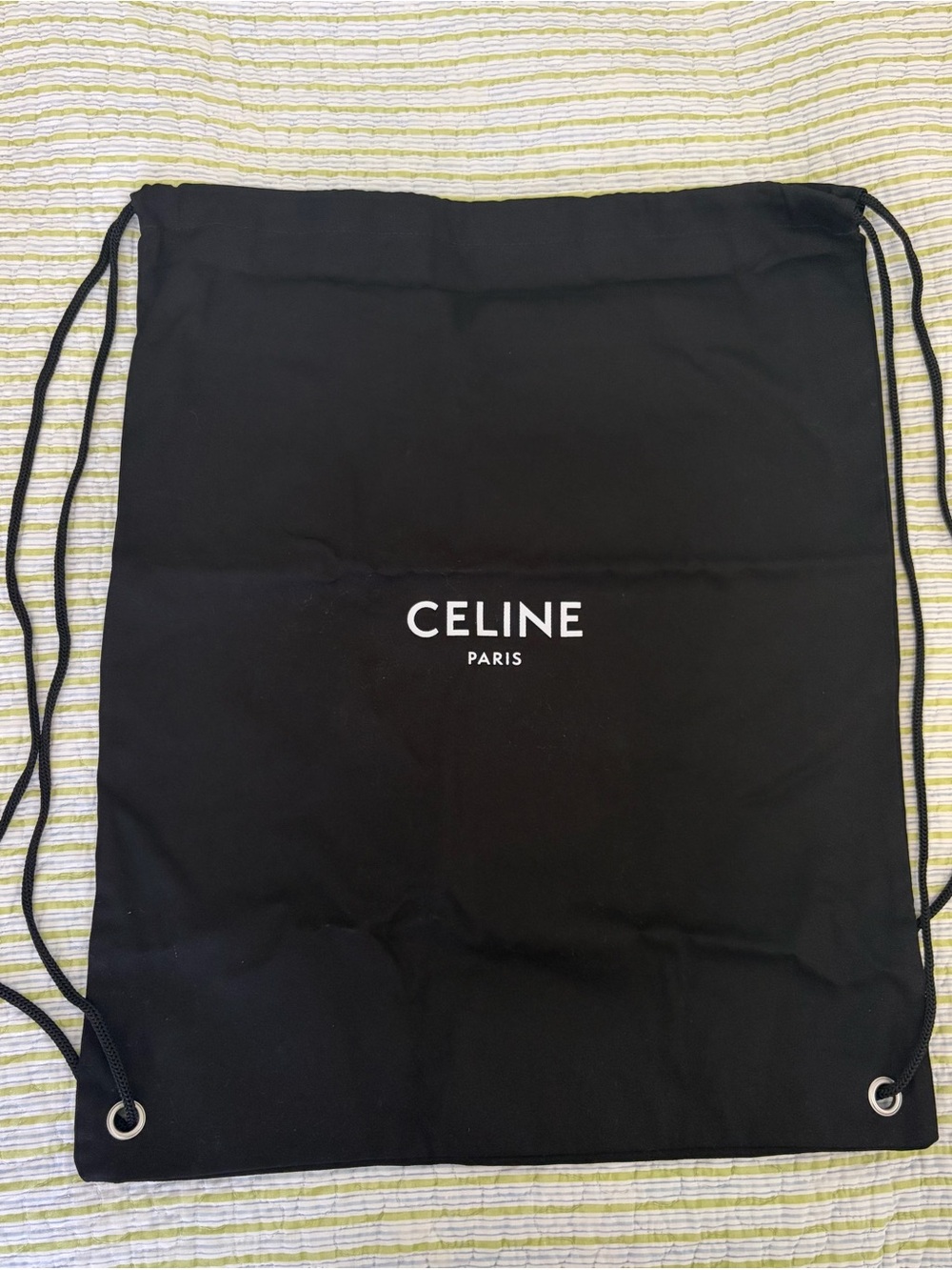 Celine Black Cotton Drawstring Backpack Dust Bag